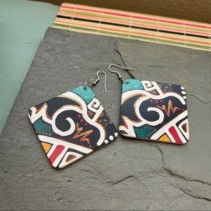 Large Acrylic graffiti acrylic earrings